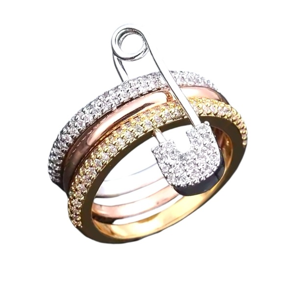 Abigail Creations Triple Band Safety Pin Ring - Picture 3 of 5